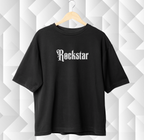 Black t-shirt with 'Rockstar' text on a geometric patterned background