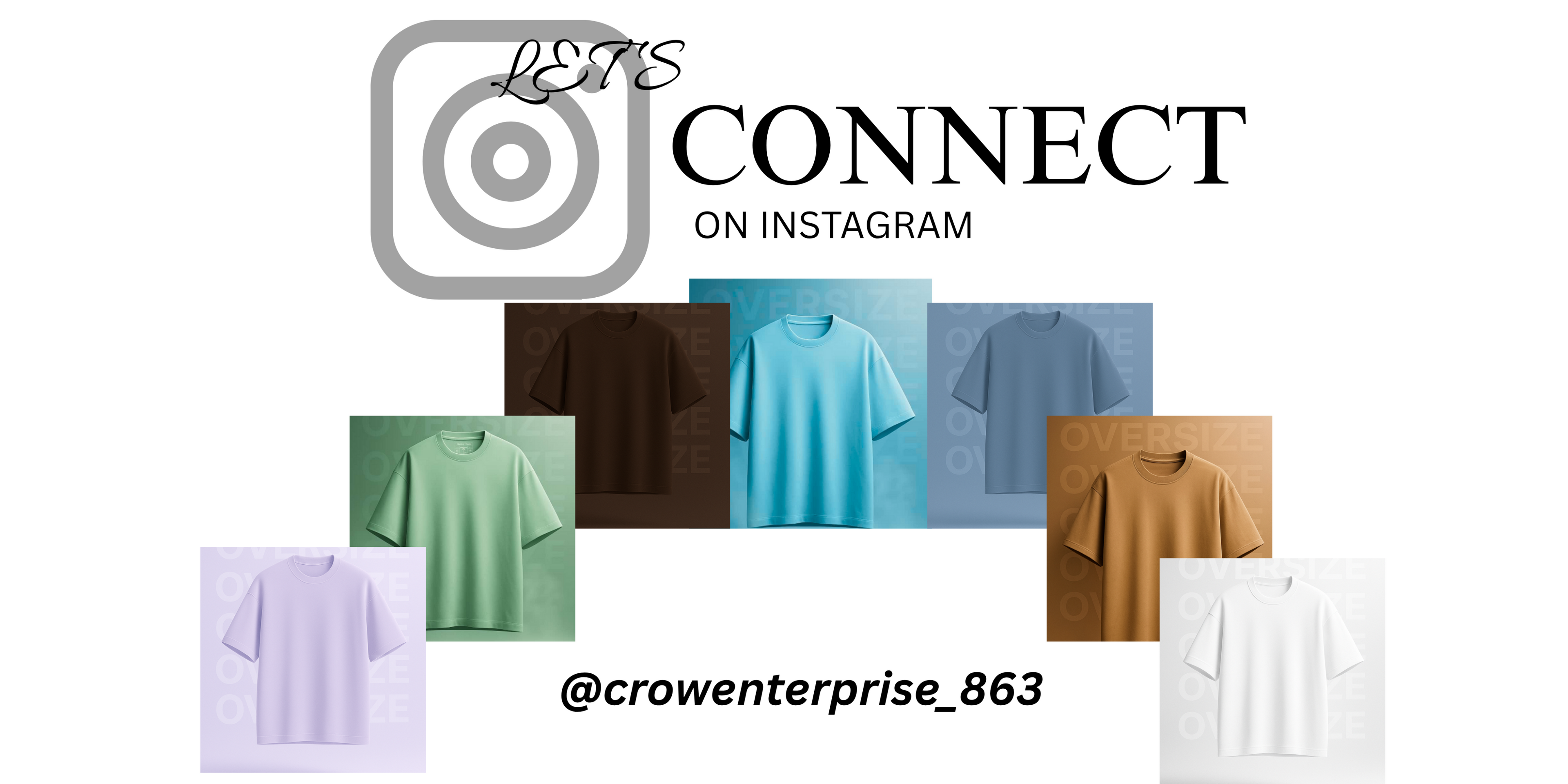 Collection of shirts displayed with Instagram logo and text on a white background
